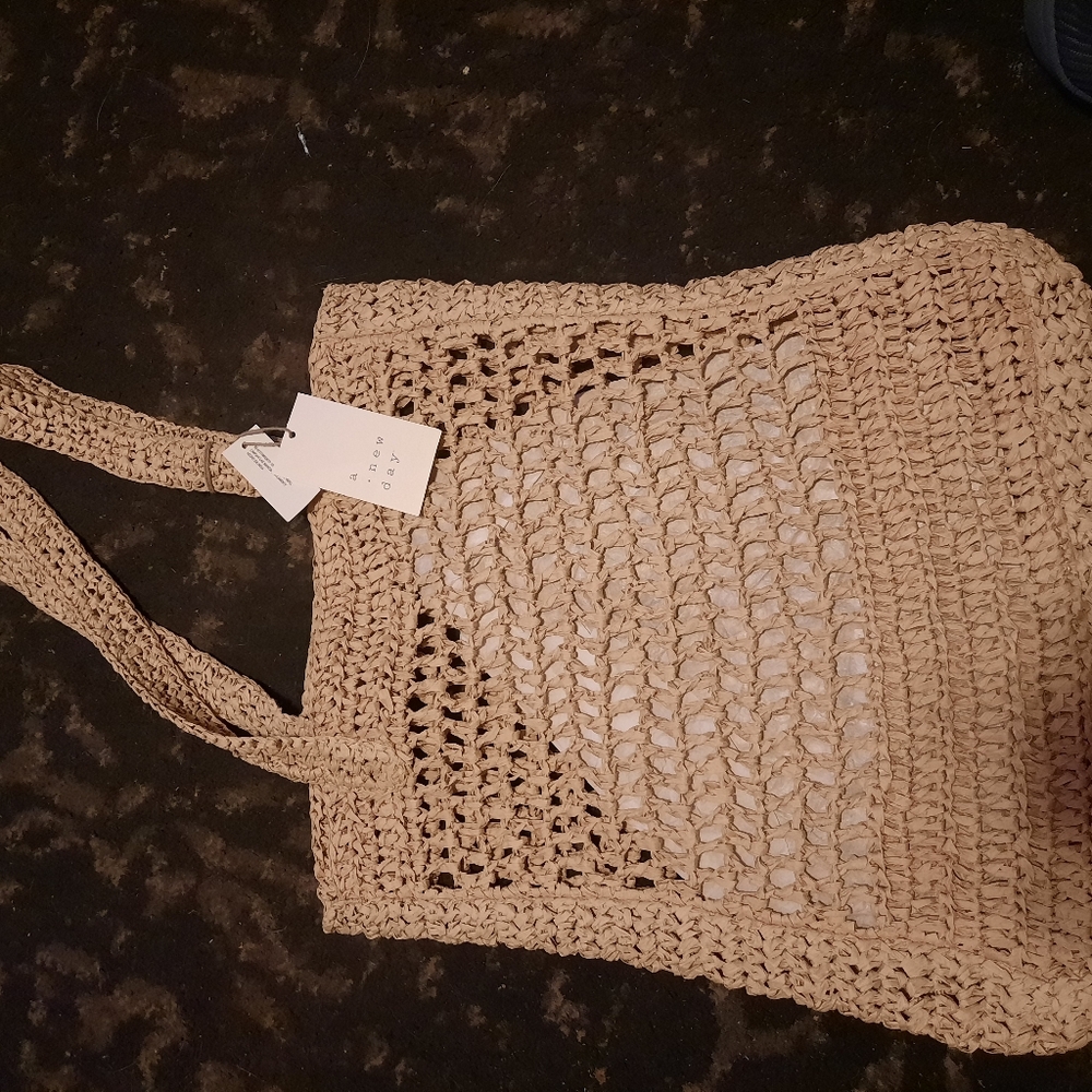Beige Crochet Tote Bag